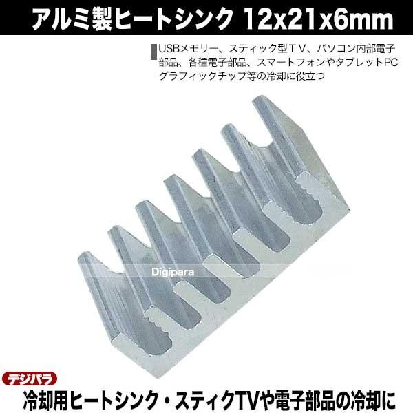 ヒートシンク 12mmx21mmx6mm アルミ製 4個入り 熱伝導両面テープ付き