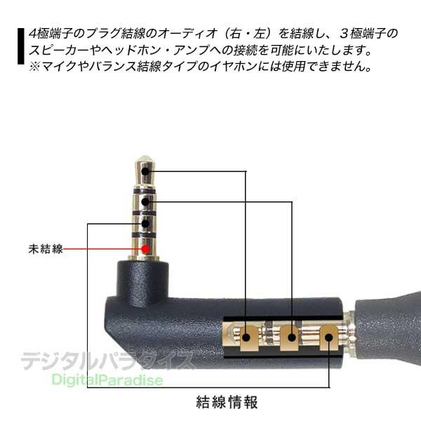 3極3.5mm→4極3.5mm直角変換 3極3.5mm(メス)→4極3.5mm(オス)変換 L型