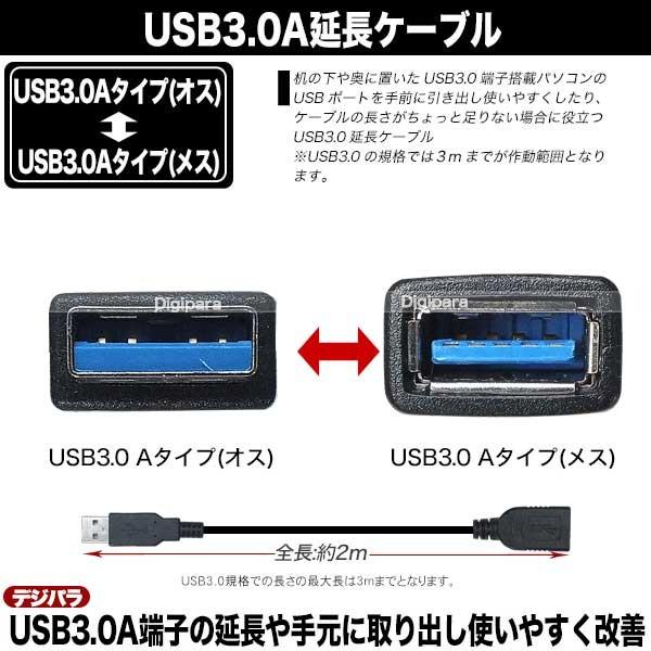 USB3.0延長ケーブル2m  USB3.0Aタイプ(オス)-USB3.0Aタイプ(メス) 長さ：約2m USB3.0高速転送 ケーブル延長 端子取り出し C75021 3AAE-20｜tsuhan-express｜03