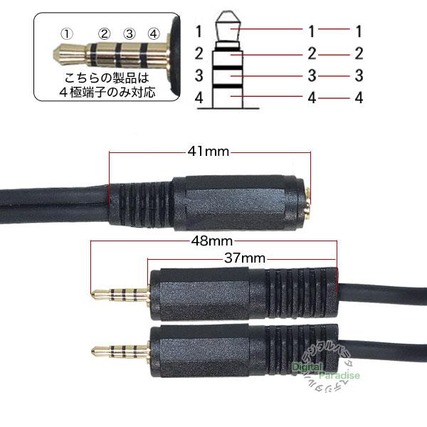 4極2.5mm2分配ケーブル 4極2.5mm(メス)→4極2.5mm(オス)x2長さ:約30cm