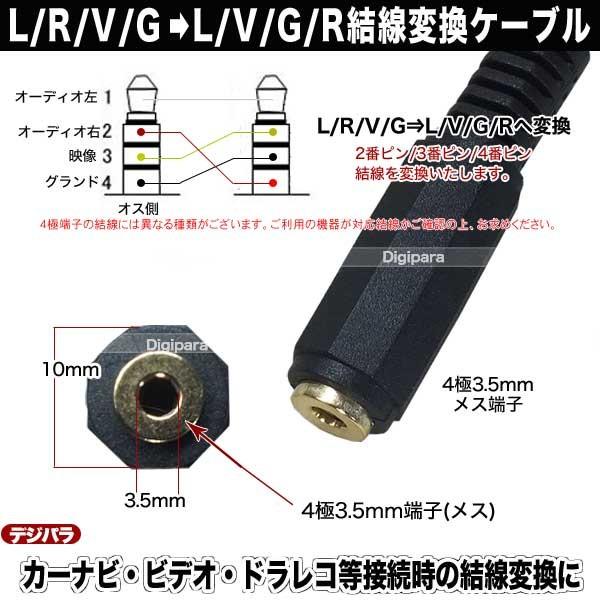 4極3.5mm結線変換ケーブルL/R/V/G→L/V/G/R長さ:15cm カーナビ・ドラレコ 小型AV家電 結線間違い等 COMON 435-OMTP/015 :COMON-435-OMTP-015:デジタルパラダイス - 通販 - Yahoo!ショッピング 4極3.5mm結線変換ケーブルL/R/V/G→L/V/G/R長さ:15cm カーナビ・ドラレコ 小型AV家電 結線間違い等 COMON 435-OMTP/015 :COMON-435-OMTP-015:デジタルパラダイス - 通販 - Yahoo!ショッピング