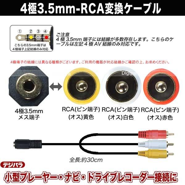 4極3.5mm-RCA変換ケーブル 4極3.5mmL/V/G/R結線(メス)-RCA(オス)赤・白・黄 長さ:30cm カーナビ・ドラレコ 車載機器等 COMON 435F-RM3 :COMON-435F-RM3:デジタルパラダイス - 通販 - Yahoo!ショッピング 4極3.5mm-RCA変換ケーブル 4極3.5mmL/V/G/R結線(メス)-RCA(オス)赤・白・黄 長さ:30cm カーナビ・ドラレコ 車載機器等 COMON 435F-RM3 :COMON-435F-RM3:デジタルパラダイス - 通販 - Yahoo!ショッピング