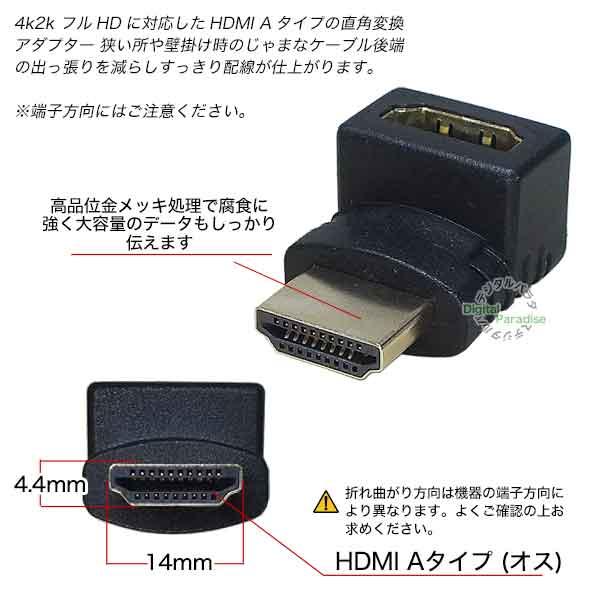 HDMI直角アダプタ(上向き) HDMI(メス)⇔HDMI(オス) 4k2k対応