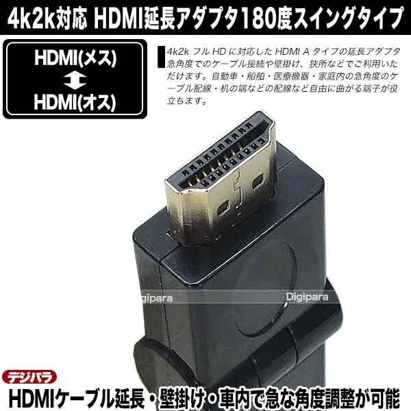 HDMI180度回転アダプタ HDMI(メス)⇔HDMI(オス) 4k2k対応 端子 HDMI180度回転アダプタ HDMI(メス)⇔HDMI(オス) 4k2k対応 端子