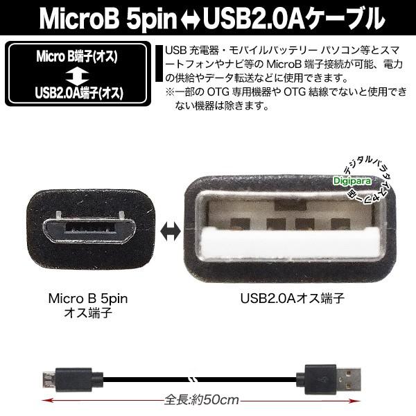 マイクロUSBケーブル50cm MicroUSB(オス)-USB2.0Aタイプ(オス