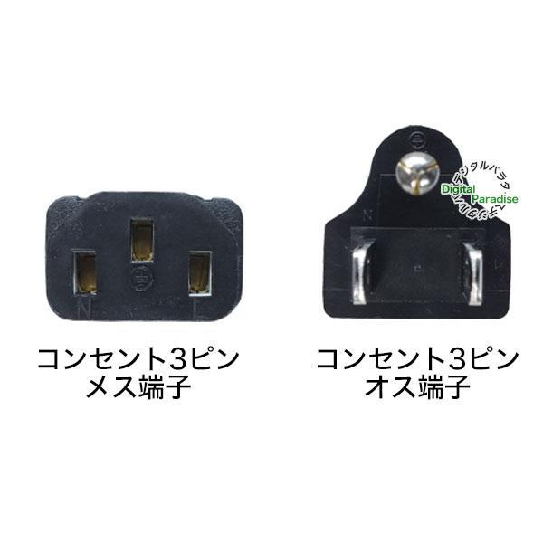 コンセント Amazon | 川崎電線 電源コード AC電源ケーブル 3ピンソケット(メス)⇔3
