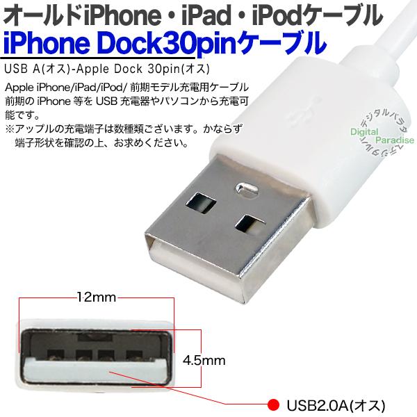 最大86%オフ! iPhone iPod dockケーブル ホワイト 白 iPhone&iPod nano touch用dock充電ケーブル2個セット