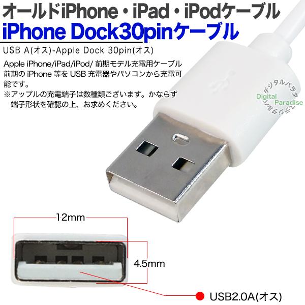 iPhone充電ケーブル Dockコネクタ 1m 30pin Dock端子(オス)-USB2.0(オス)ケーブル 1m iPhone初代 iPod iPad オールドモデル COMON IPOD-A C66937｜tsuhan-express｜08