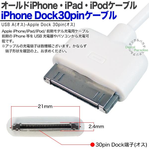 iPhone充電ケーブル Dockコネクタ 1m 30pin Dock端子(オス)-USB2.0(オス)ケーブル 1m iPhone初代 iPod iPad オールドモデル COMON IPOD-A C66937｜tsuhan-express｜09