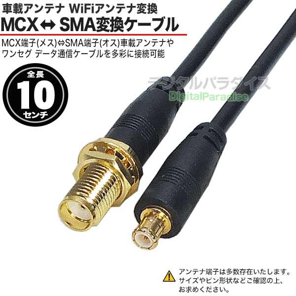 MCX⇔SMA変換ケーブル1m MCX(メス)⇔SMA(オス)全長:約10cm ワンセグ