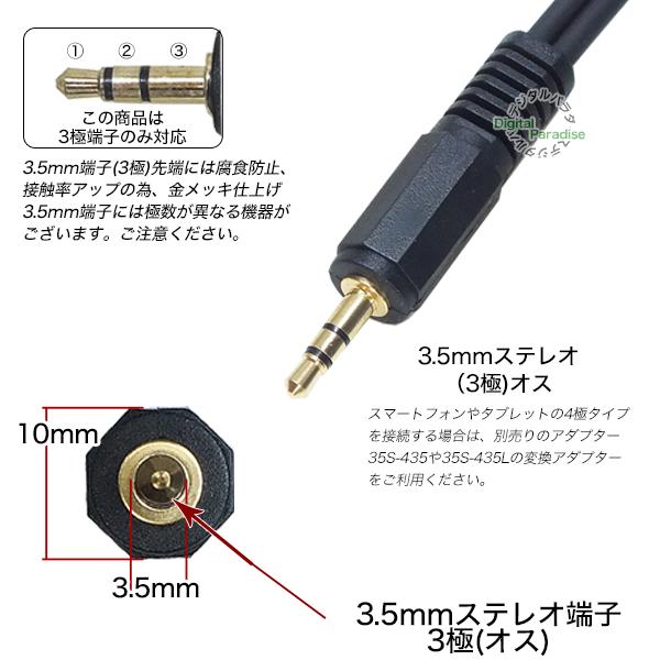 3.5mm⇔RCAケーブル1.5m 3極3.5mm (オス)⇔ RCA(オス)オーディオ