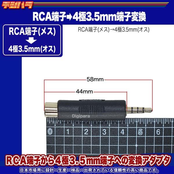 RCA→4極3.5mm変換アダプタ RCA(メス)→4極3.5mm(オス) RCA RCA→4極3.5mm変換アダプタ RCA(メス)→4極3.5mm(オス) RCA