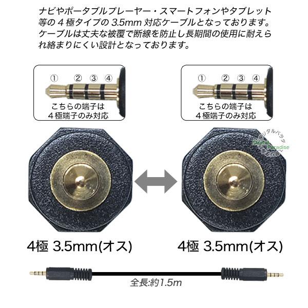 4極3.5mmケーブル1.5m 4極3.5mm(オス)-4極3.5mm(オス) 長さ:約1.5m