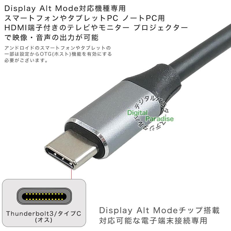 タイプC→HDMIケーブル 30cm Type-C(Thunderbolt3) (オス) → HDMI 長