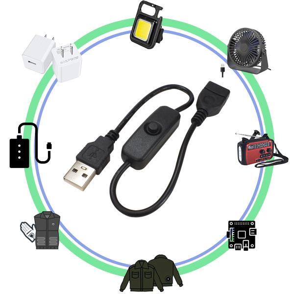 USBスイッチケーブル 30cm USB2.0A(オス)-USB2.0A(メス) 電力