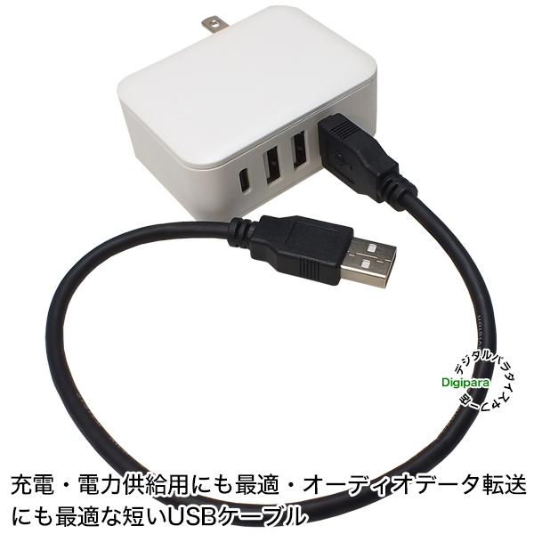 USBケーブル 30cm USB2.0Aタイプ(オス)-USB2.0Aタイプ(オス) 充電