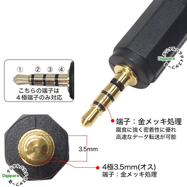 4極3.5mm2分配ケーブル 4極3.5mm(オス)-4極3.5mm(メス)x2 全長:約20cm