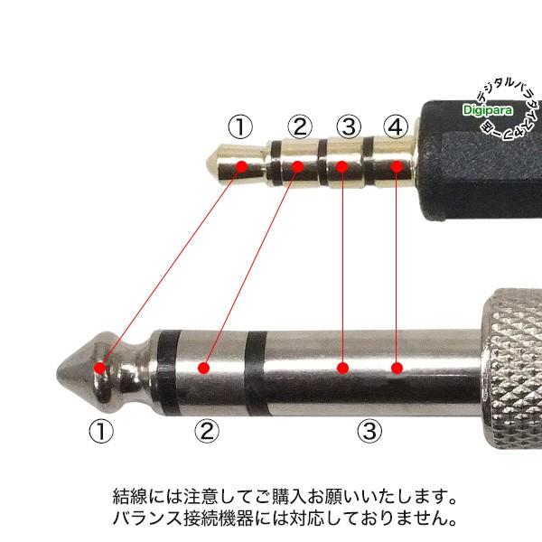 4極3.5mm-6.3mmステレオ変換ケーブル 4極3.5mm(オス)→6.3mmステレオ
