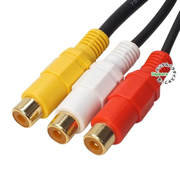 AV延長ケーブル3m RCA(オス)⇔RCA(メス) 映像 サウンド 黄 赤 白