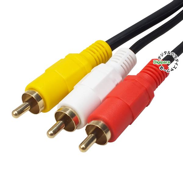 片側L型 AVケーブル2m RCA(オス)⇔RCA(オス) 映像 サウンド 黄 赤 白