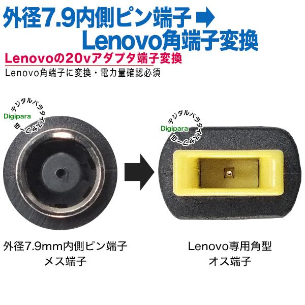 レノボACアダプタ丸端子→四角端子変換 レノボのACアダプタの丸