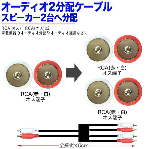 RCA２分配ケーブル RCA(オス)→RCA(オス)x2 40cm オーディオ分配用(赤・白) 車載スピーカー・イベント 音響 多スピーカー配置 O-DMzcYM｜tsuhan-express｜02