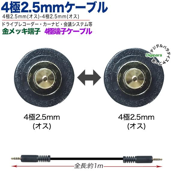 4極2.5mmケーブル1mm 4極2.5mm(オス)⇔4極2.5mm(オス) 長さ:約1m 4極2.5mmケーブル1mm 4極2.5mm(オス)⇔4極2.5mm(オス) 長さ:約1m