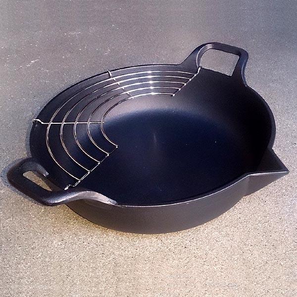 岩鋳 鉄鋳物 天ぷら鍋 平底 25cm  日本製