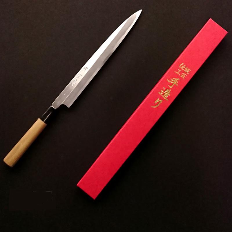 堺宏之作 白鋼 霞仕上げ 水牛桂柄 柳刃包丁 240mm(8寸)(刺身 堺宏之作 白鋼 霞仕上げ 水牛桂柄 柳刃包丁 240mm(8寸)(刺身