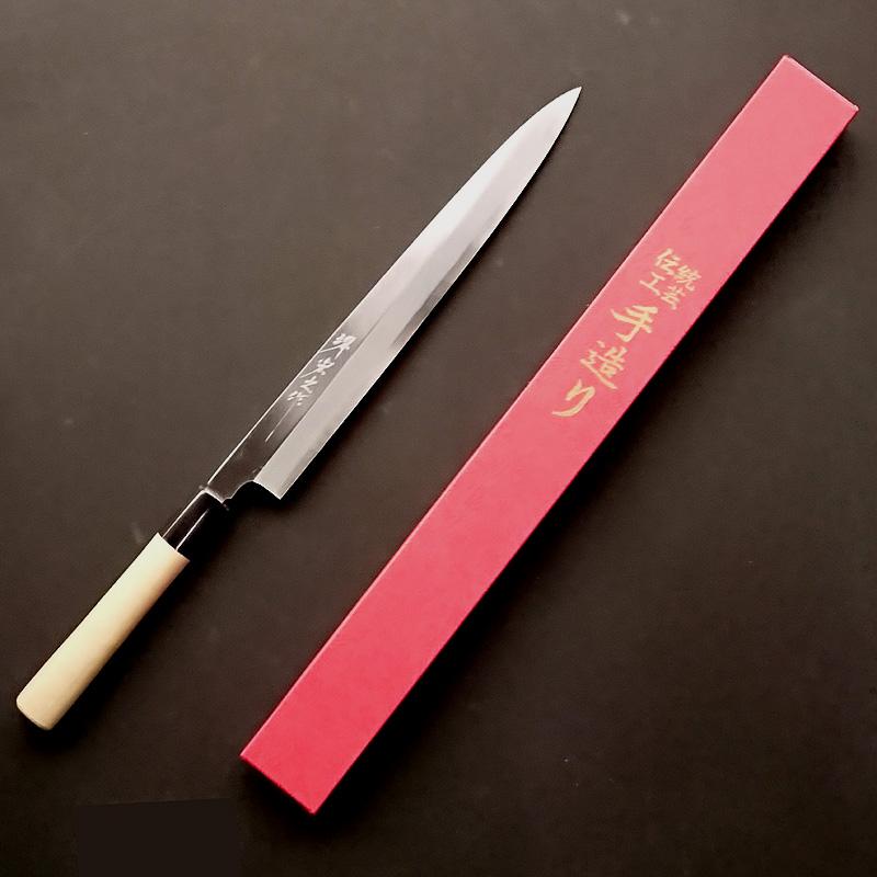 堺宏之作 白鋼 霞仕上げ 水牛桂柄 柳刃包丁 270mm(9寸)(刺身 堺宏之作 白鋼 霞仕上げ 水牛桂柄 柳刃包丁 270mm(9寸)(刺身
