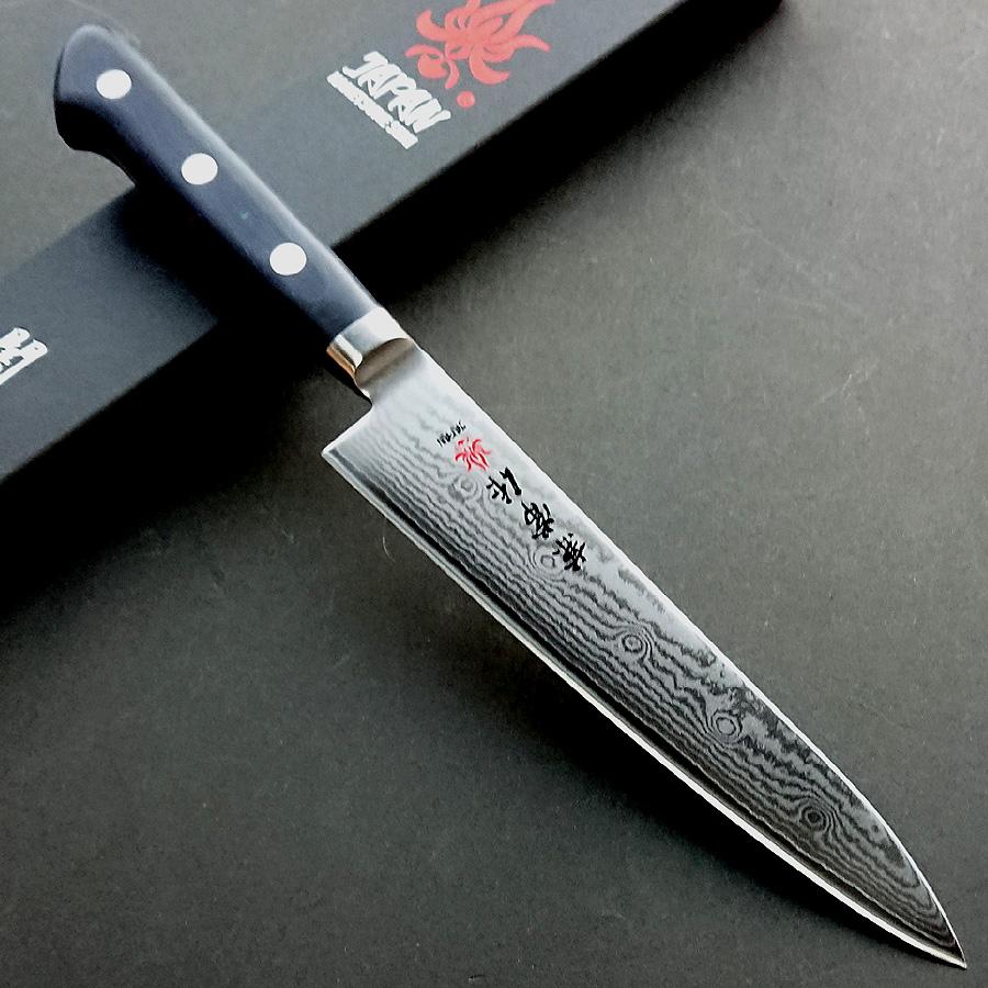 兼常作 ペティナイフ 刃長150mm 33層ダマスカス鋼 口金付 POM柄   KC-204 日本製 関市製造_3
