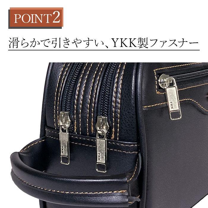 クラッチバッグ セカンドバッグ メンズ ダブルファスナー 二層 縦持ち