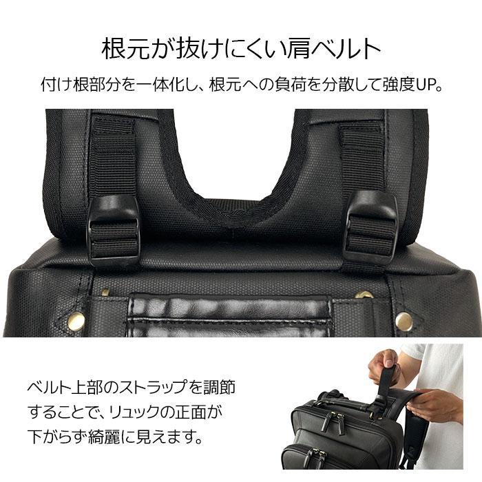 ビジネスリュック メンズ B4 リュック 通勤 13l 黒 無地 背面メッシュ 持ち手 シンプル 前止め 縦 縦型 GRAFIT KBN42597_7
