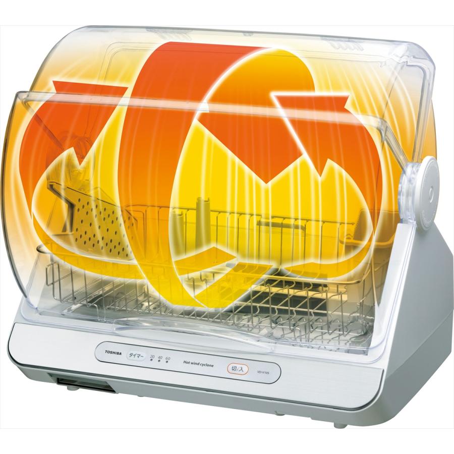 食器乾燥機 東芝 VD-V10S(W) 大容量 6人分 まな板対応 90℃熱風乾燥