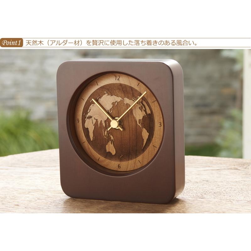 置き時計 木製 アナログ おしゃれ 電池式 四角 卓上 置時計 日本製｜tsuhantown｜03