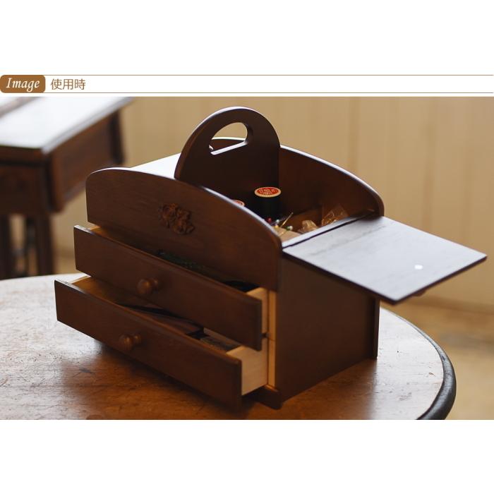 裁縫箱 ソーイングボックス 木製 裁縫道具箱 3段 日本製 : 通販タウン