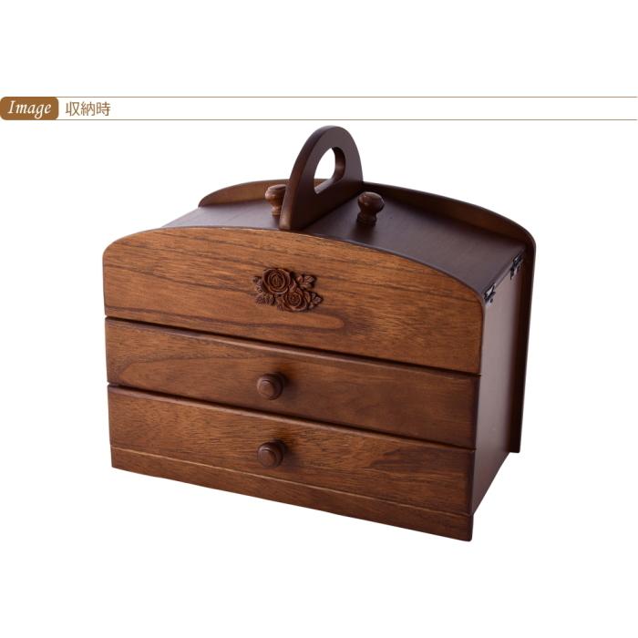 裁縫箱 ソーイングボックス 木製 裁縫道具箱 3段 日本製 : 通販タウン