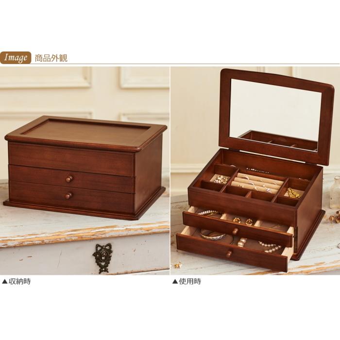 花柄木製 大型 宝石収納箱 鏡付き 花柄木製 大型 宝石収納箱