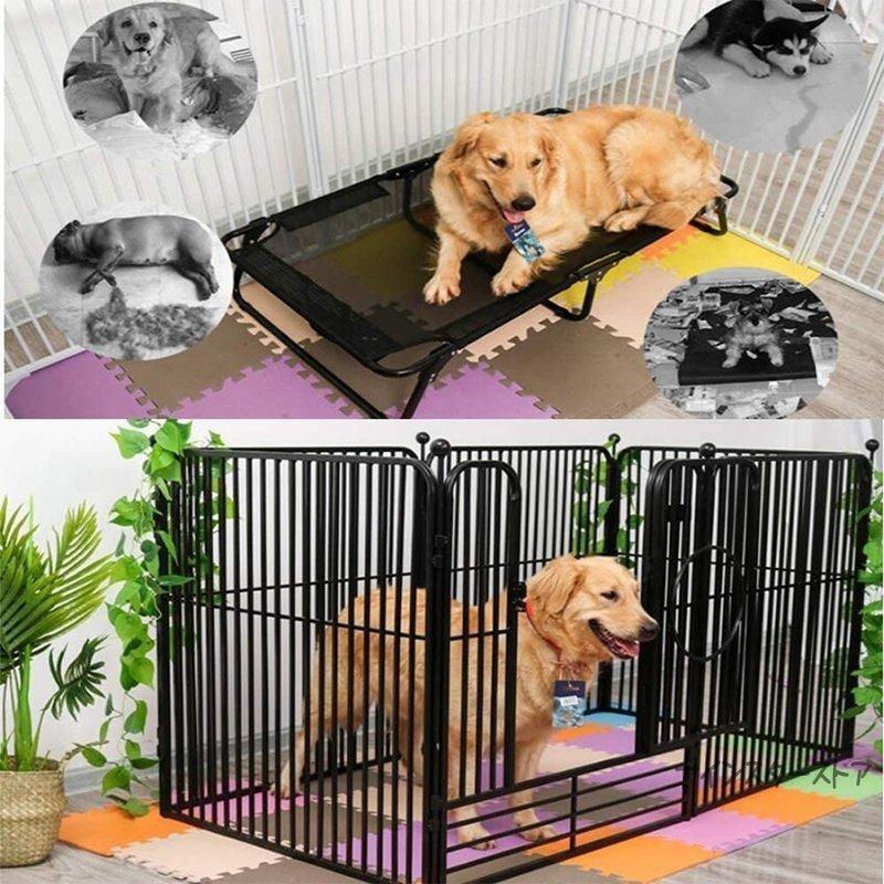 ほぼ未使用 犬 ケージ ペットサークル スチール製 ペットフェンス 犬ゲージ ドア付き DIY 脱走防止柵 侵入防止 大型犬用 ゲート 中型犬 留守番 取付け簡単 【1682769646】(10555円)