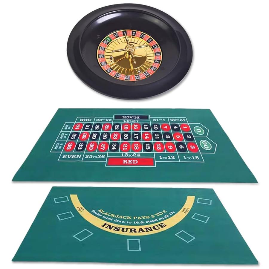 SALUDABLE カジノ ルーレット トランプ ゲーム マット 90x60cm ホイール 25cm の商品画像