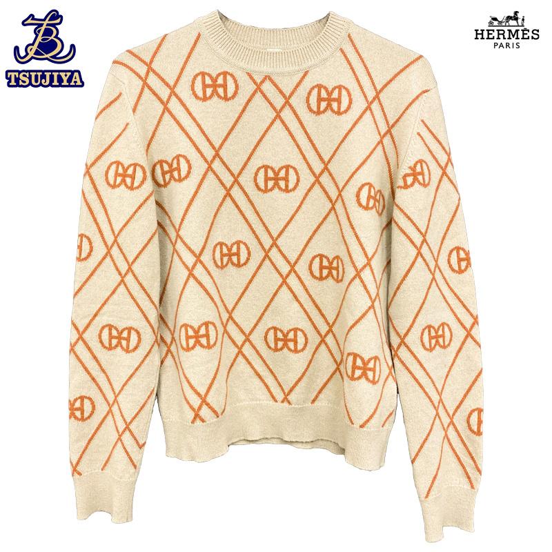 ☆大幅値下げ☆HERMES エルメス レディースセーター ダイヤ柄 Hマーク 