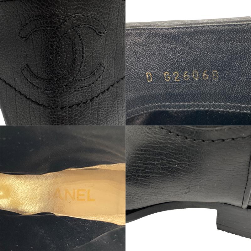 CHANEL シャネル レザーショートブーツ ブラック ＃36 1/2(約22.5cm