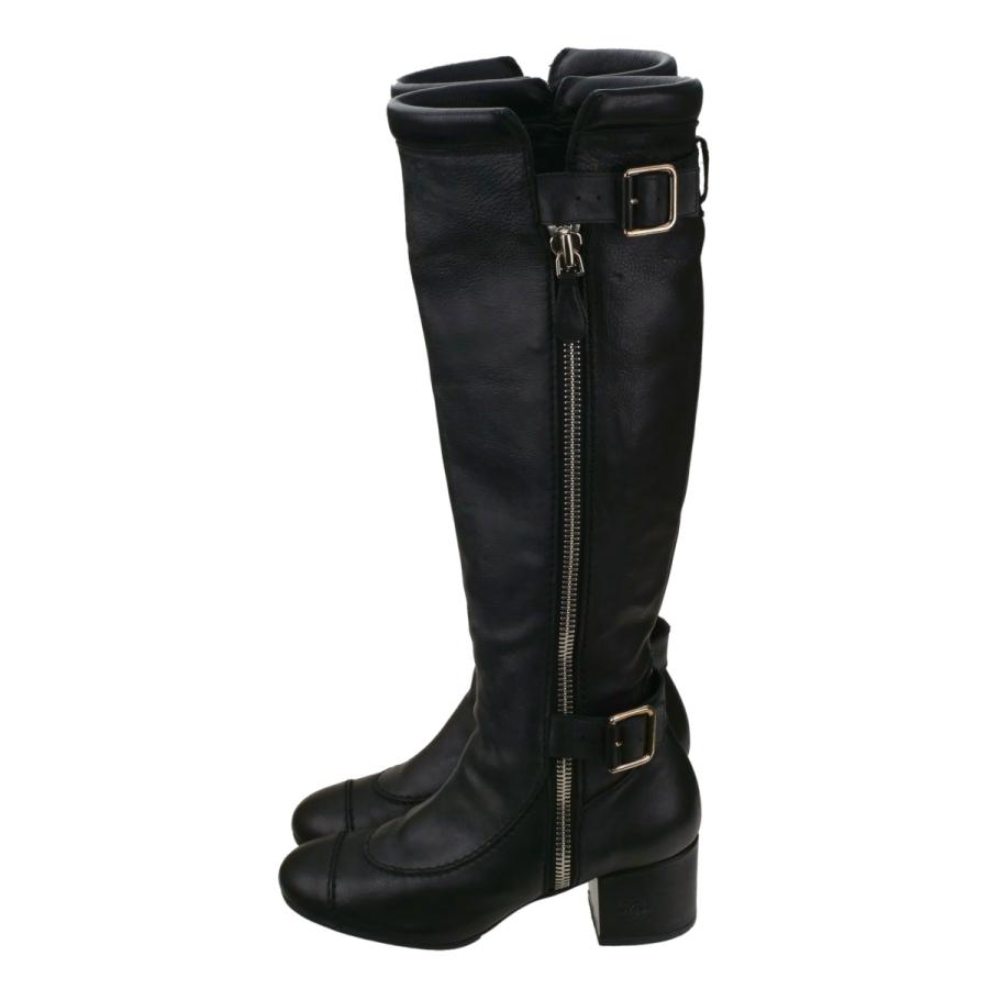 CHANEL（シャネル） 中古AB CHANEL サイドジップロングブーツ ブラック 