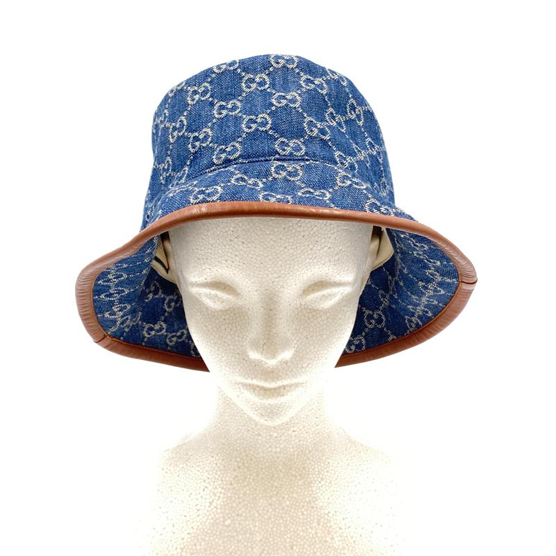GUCCI グッチ GGデニム バケットハット 帽子 ブルー ブラウン GUCCI グッチ GGデニム バケットハット 帽子 ブルー ブラウン