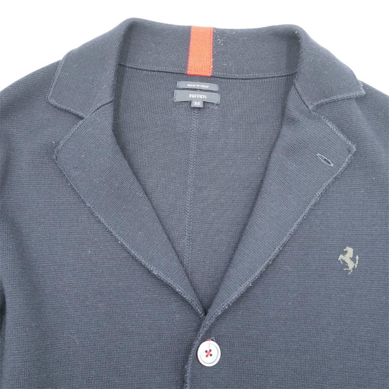 【未使用】Ferrari フェラーリ ウール ジャケット ジップアップ Ferrari フェラーリ ニットジャケット ネイビー メンズ #M 中古AB【辻