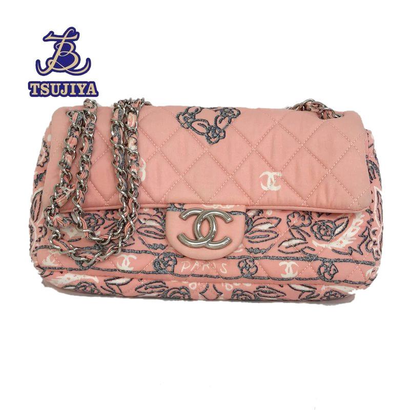 CHANEL CHANELシャネル バンダナ柄 チェーンショルダー ピンク系 中古 
