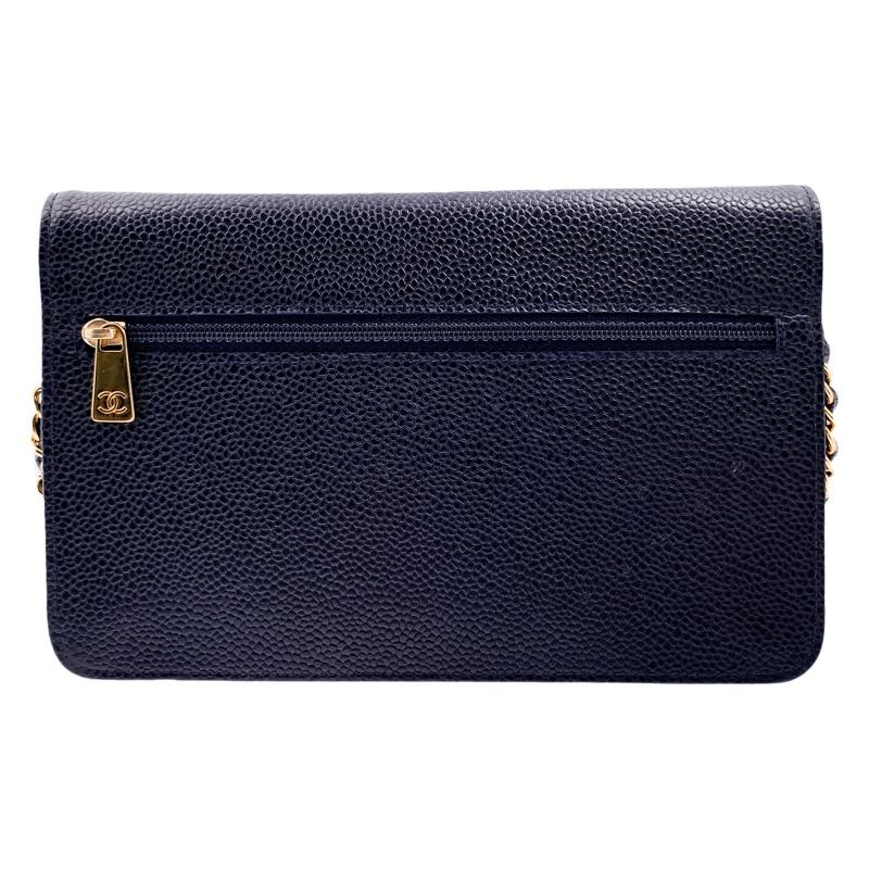 中古AB CHANEL シャネル チェーンウォレット ブラック ゴールド金具 辻屋質店B3459の画像