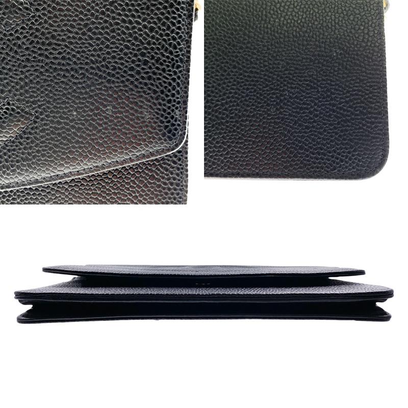 中古AB CHANEL シャネル チェーンウォレット ブラック ゴールド金具 辻屋質店B3459の画像