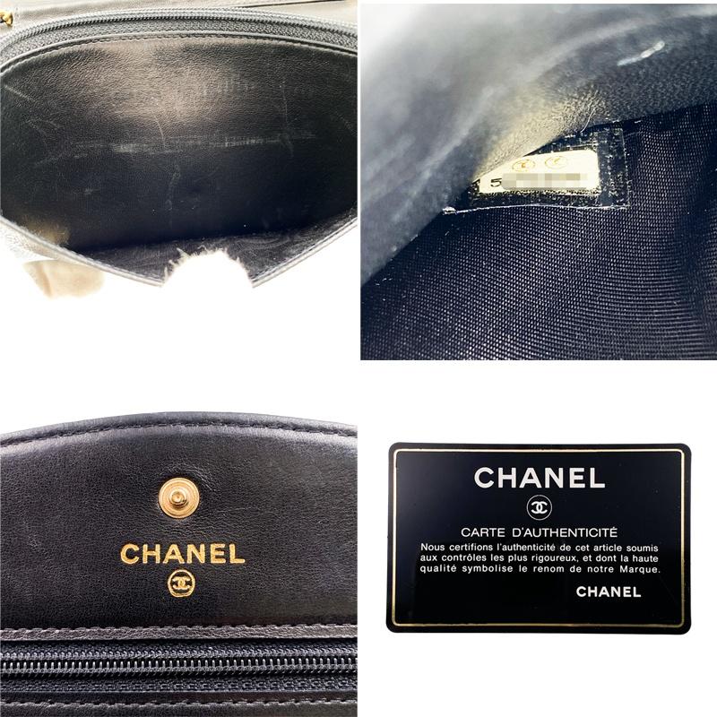 中古AB CHANEL シャネル チェーンウォレット ブラック ゴールド金具 辻屋質店B3459の画像