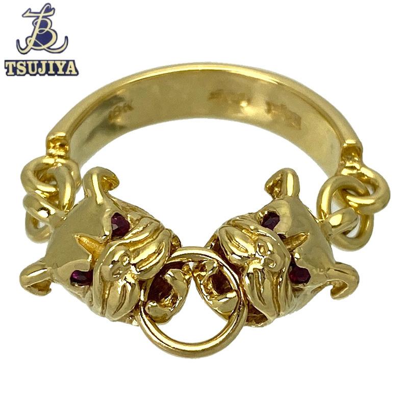 ROYALORDER ロイヤルオーダー ブルドッグリング 18K/ルビー #14号 中古  